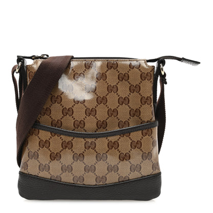 Gucci Crystal Monogram Small Flat Messenger Bag Dark Brown 1 of 10