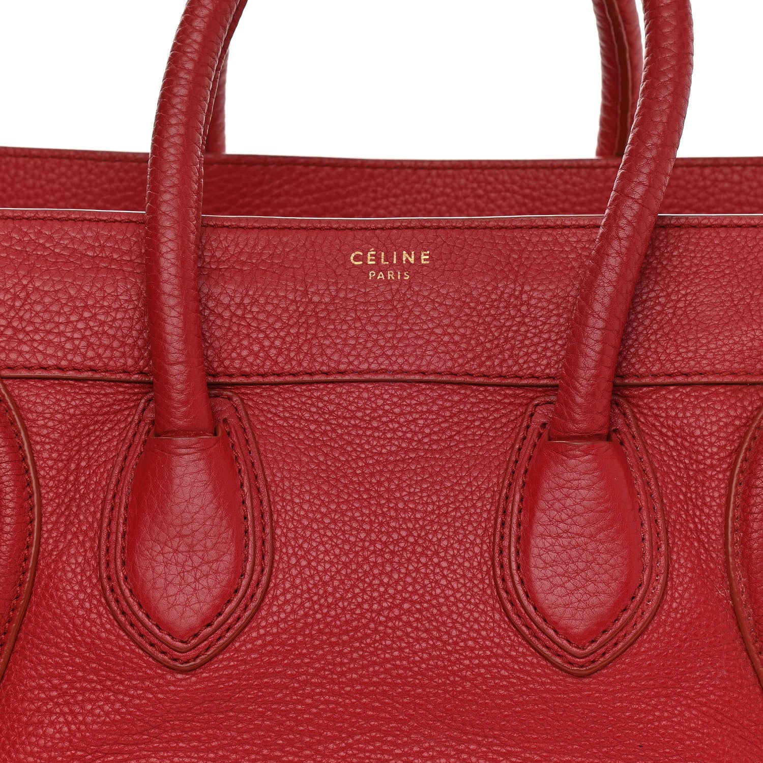 Celine Drummed Calfskin Mini Luggage Coquelicot 7 of 11