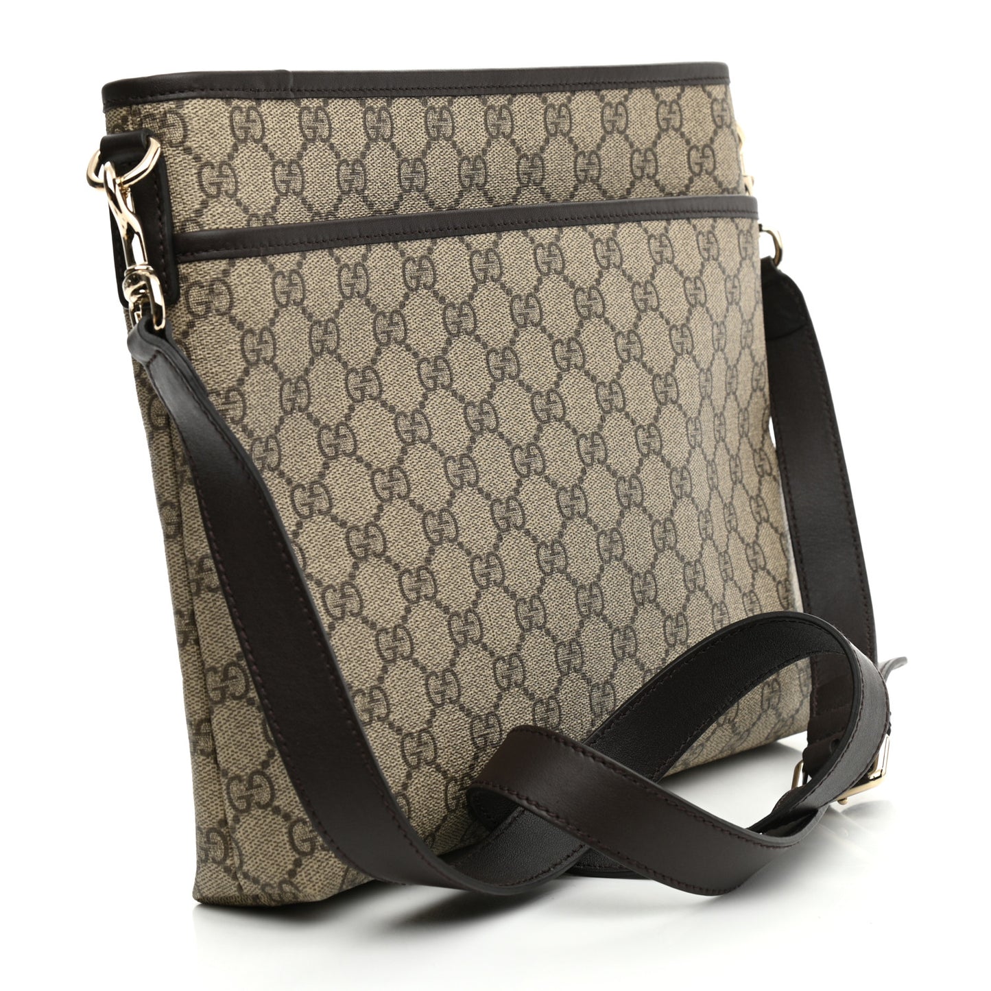 GG Plus Monogram Medium Flat Messenger Bag Dark Brown