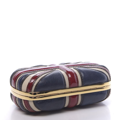 Alexander McQueen Patent Calfskin Britannia Skull Box Clutch Red Blue 4 of 13