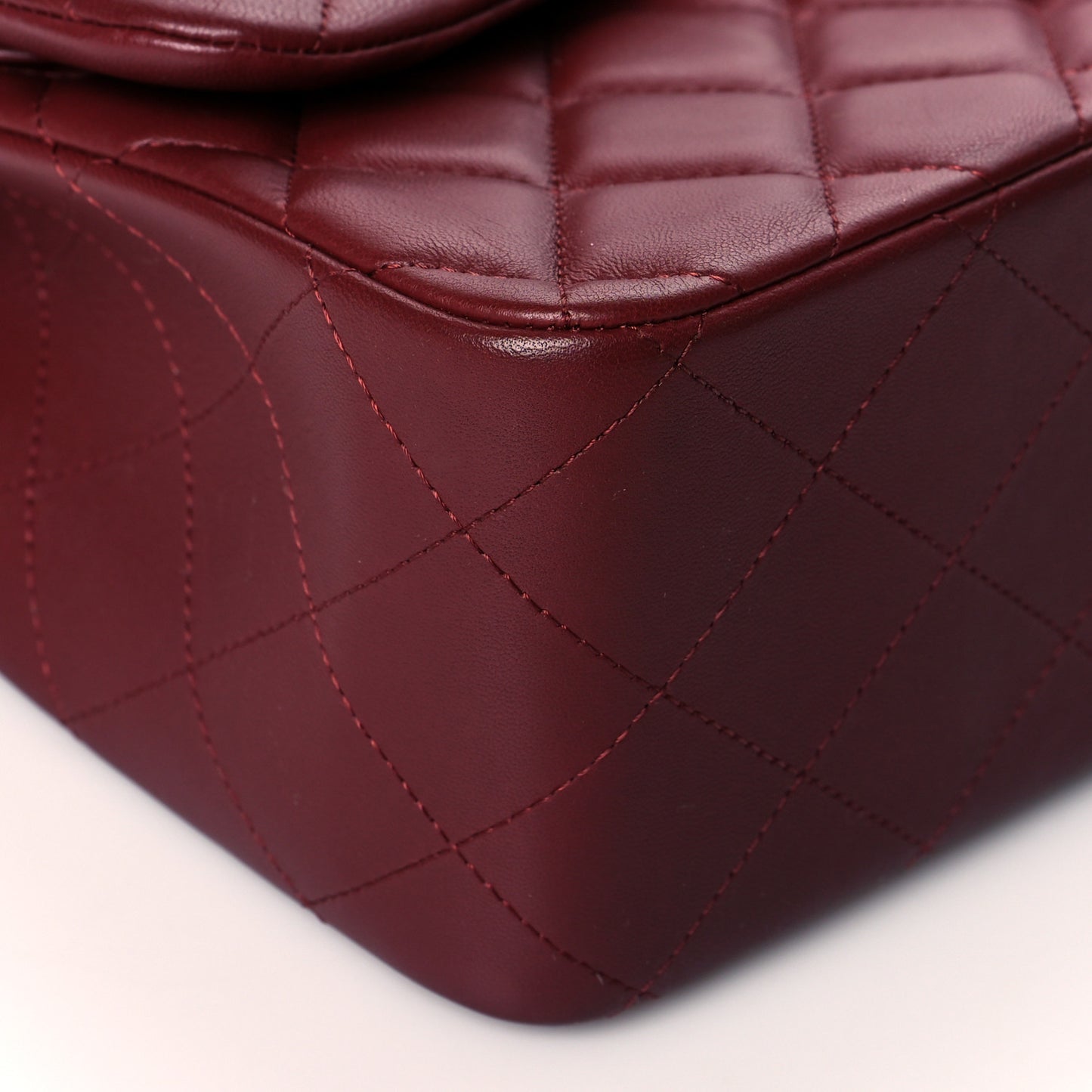 Lambskin Quilted Jumbo Double Flap Burgundy
