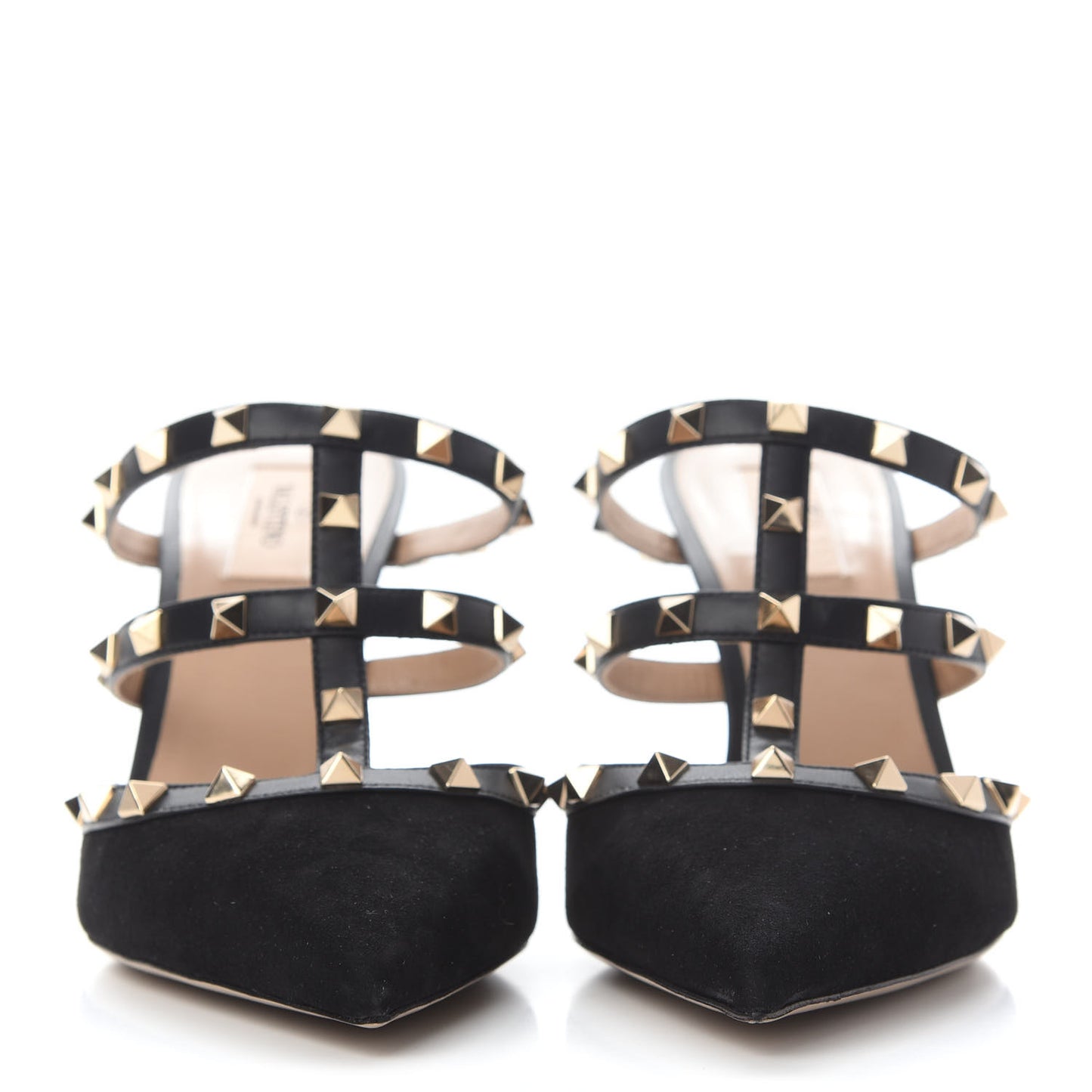 Suede Nappa Rockstud 90mm Cage Mules 41 Black