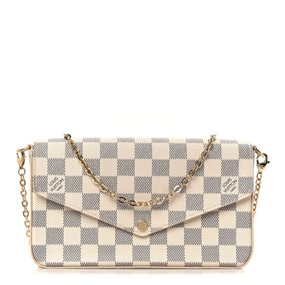 Louis Vuitton Damier Azur Pochette Felicie Chain Wallet Rose Ballerine 1 of 13