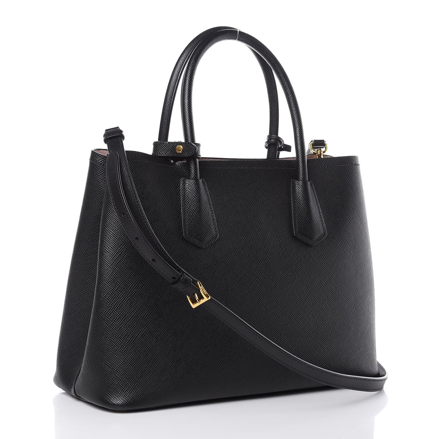 Prada Saffiano Cuir Medium Double Bag Black Mughetto 4 of 16