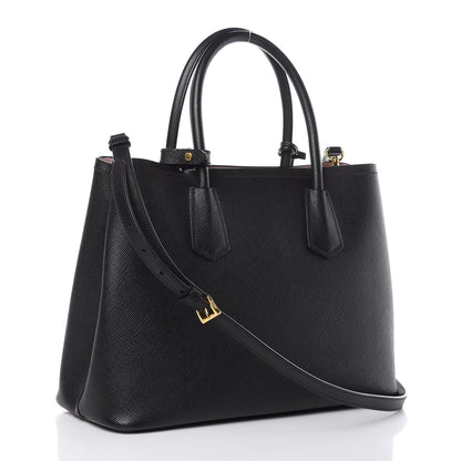 Prada Saffiano Cuir Medium Double Bag Black Mughetto 4 of 16