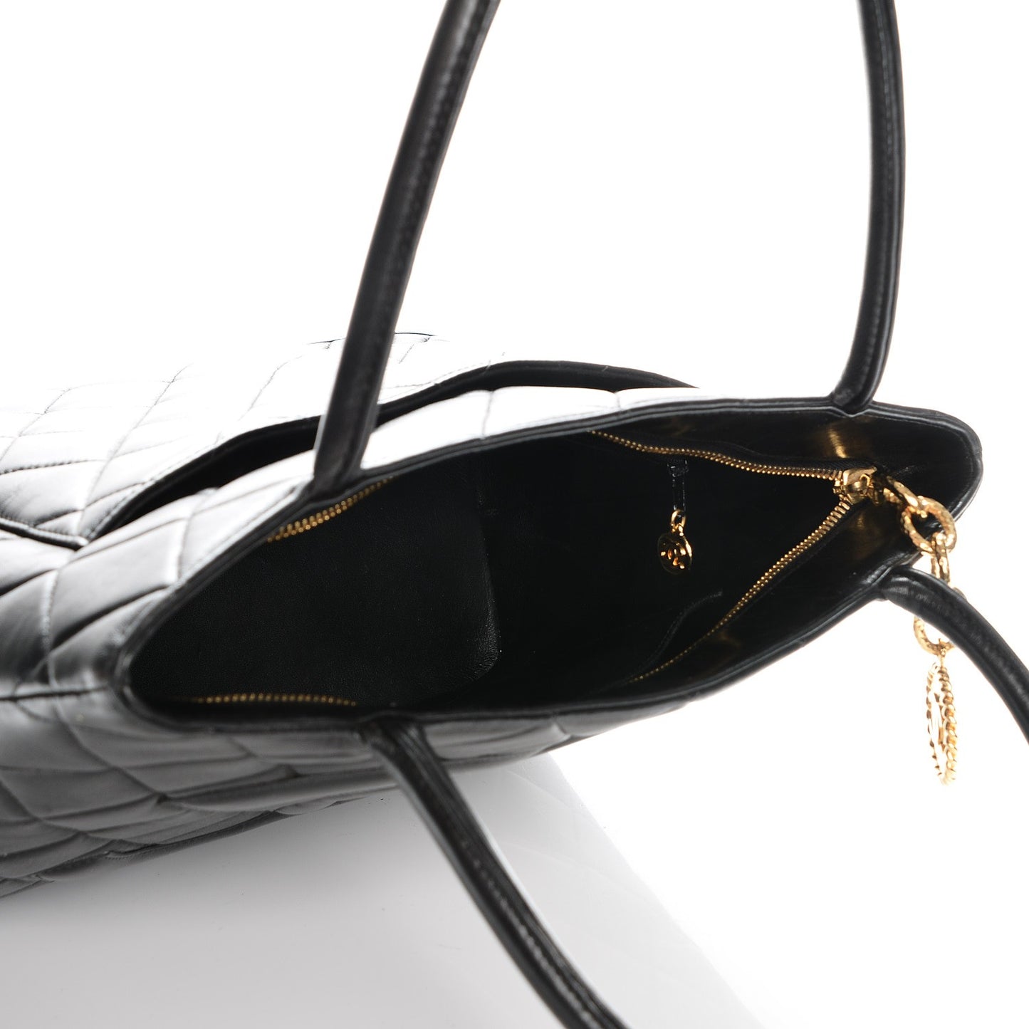 Lambskin Quilted Medallion Tote Black