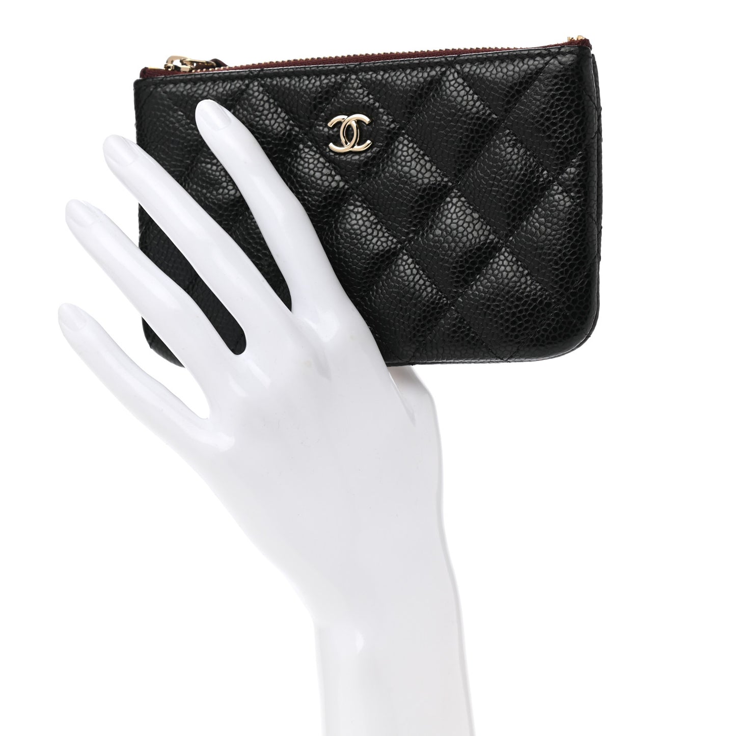 Caviar Quilted Small Cosmetic Case Black
