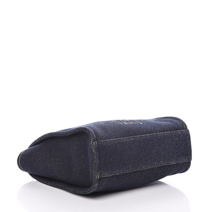 Chanel Lurex Canvas Mini Deauville Tote Navy Blue Gold 4 of 9