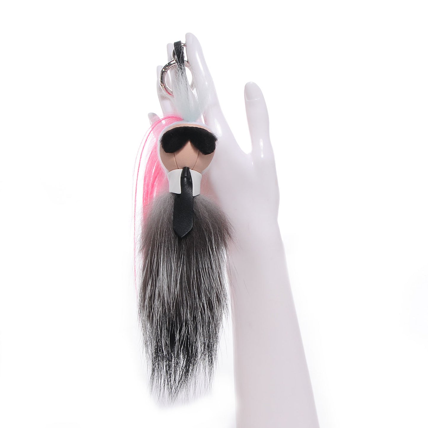 Mink Fox Goat Fur Mini Karlito Bag Charm Pink