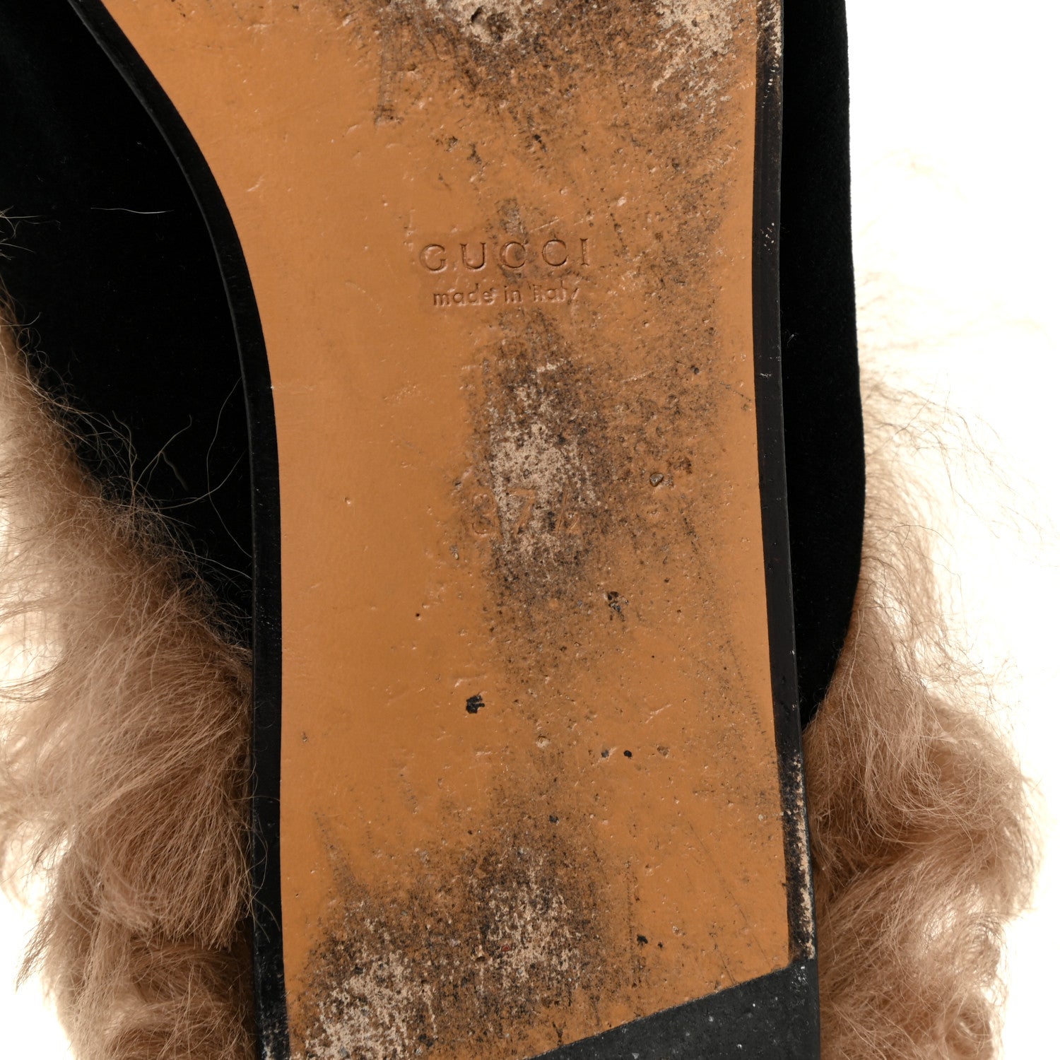 Gucci Velvet Fur Womens Princetown Slippers 37.5 Black 8 of 12