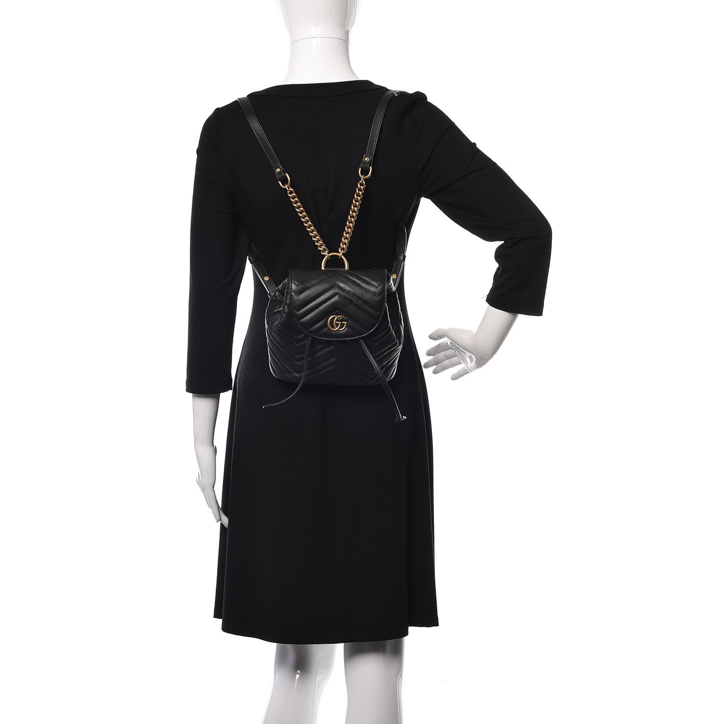 Calfskin Matelasse GG Marmont Flap Backpack Black