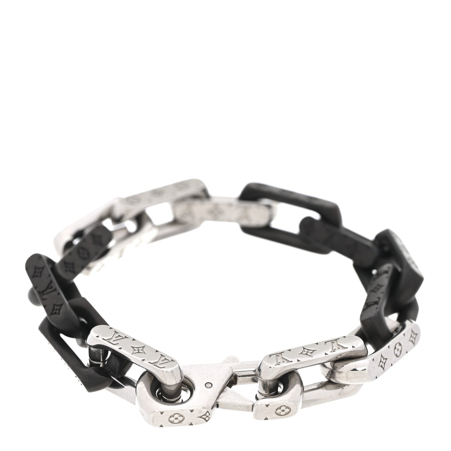 ✨Louis Vuitton ✨メタルチャーム シルバー/ブラック Louis Vuitton Metal Monogram Chain Bracelet Silver Black 1794411