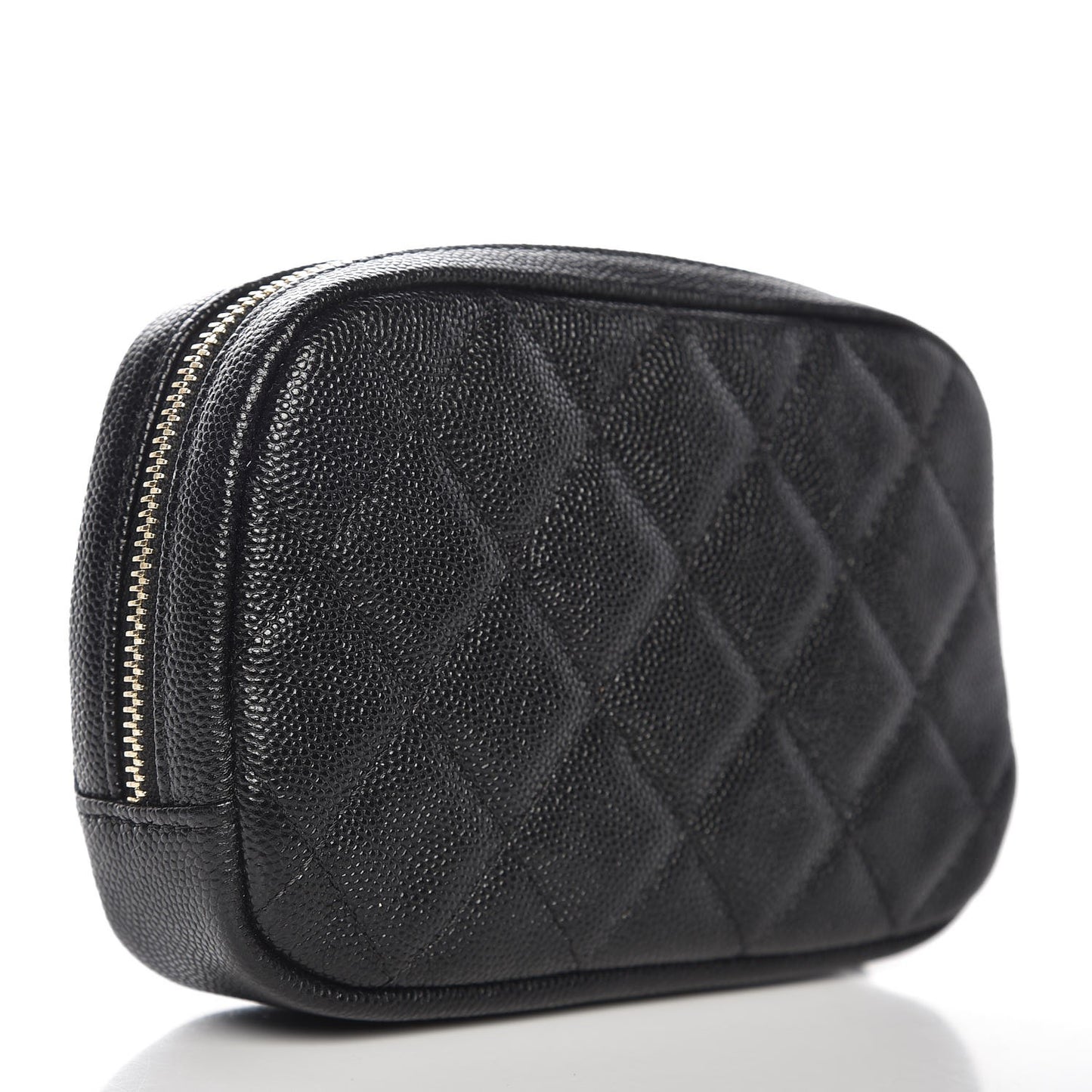 Caviar Quilted Small Curvy Pouch Cosmetic Case Black