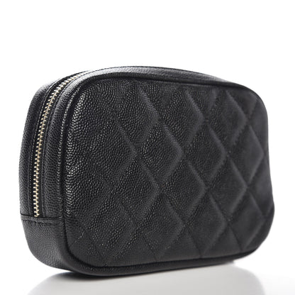 Chanel Caviar Quilted Small Curvy Pouch Cosmetic Case Black 11 of 16