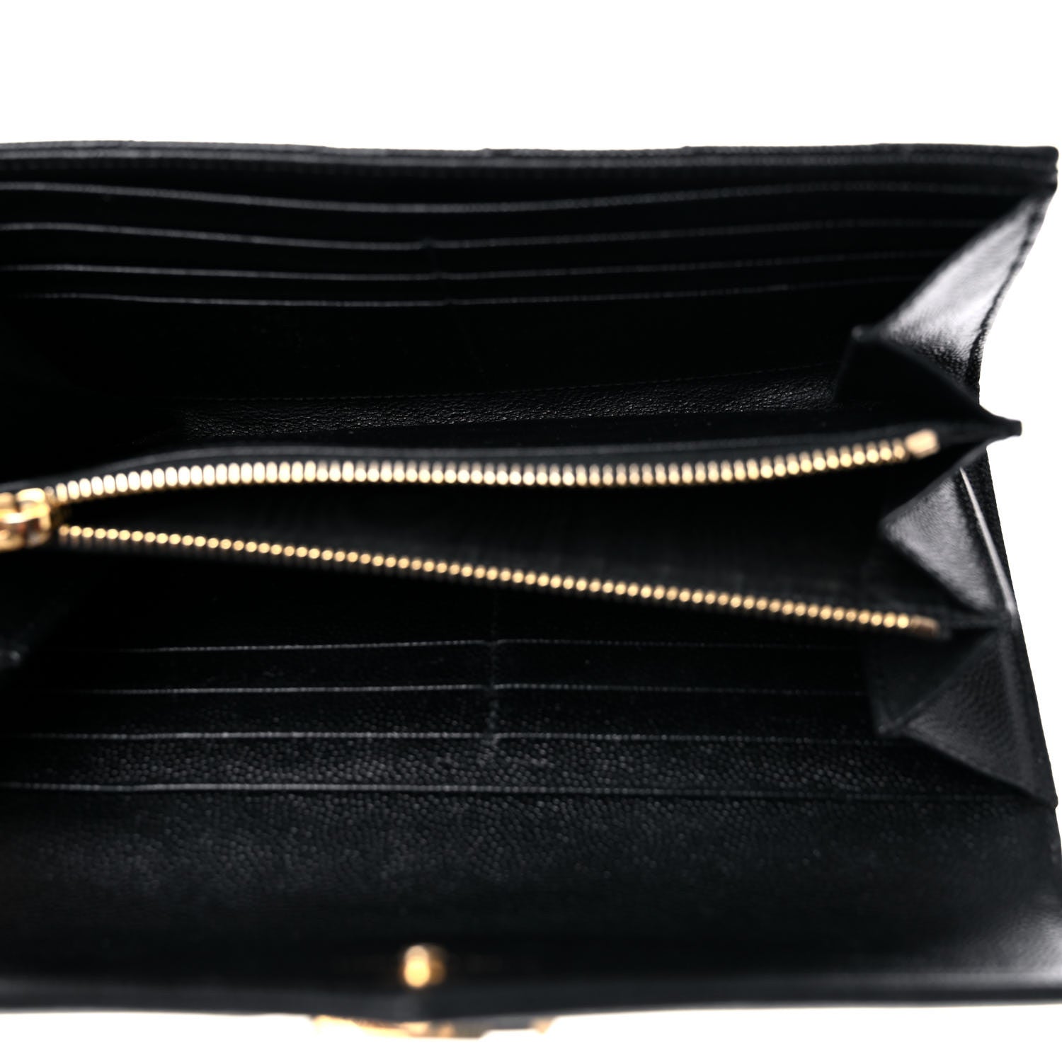 Saint Laurent Grain De Poudre Matelasse Chevron Monogram Flap Wallet Black 5 of 14