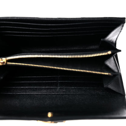 Saint Laurent Grain De Poudre Matelasse Chevron Monogram Flap Wallet Black 5 of 14
