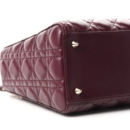 Christian Dior Lambskin Cannage Medium Lady Dior Burgundy 6 of 11