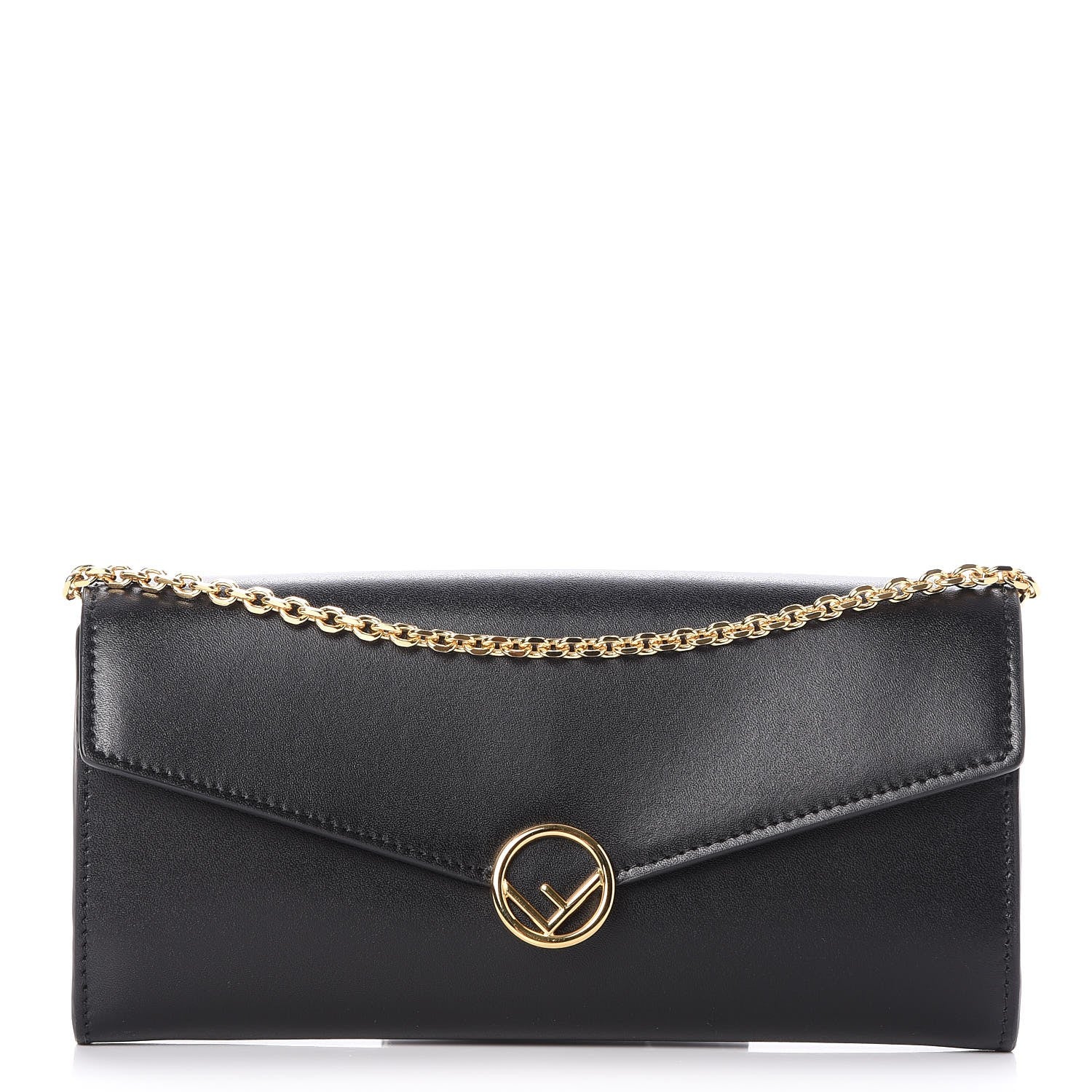 Fendi Vitello Liberty Lucido F is Fendi Continental Envelope Wallet On Chain Black 1 of 10
