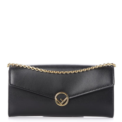 Fendi Vitello Liberty Lucido F is Fendi Continental Envelope Wallet On Chain Black 1 of 10