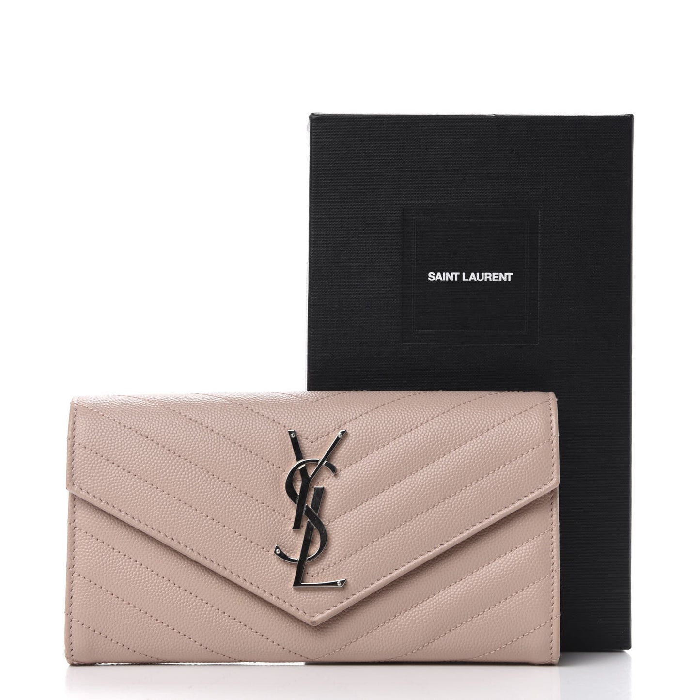 Grain De Poudre Matelasse Chevron Monogram Flap Wallet Pale Pink