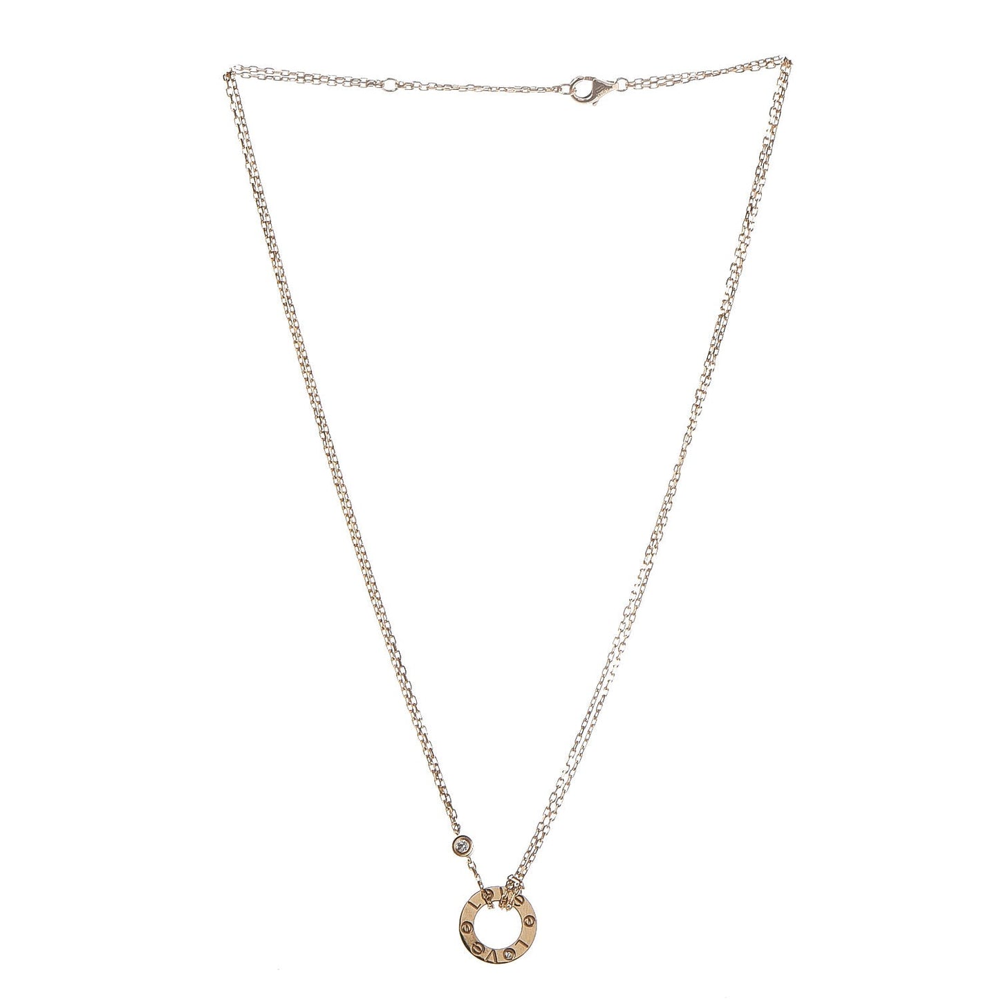 18K Yellow Gold 2 Diamond LOVE Necklace