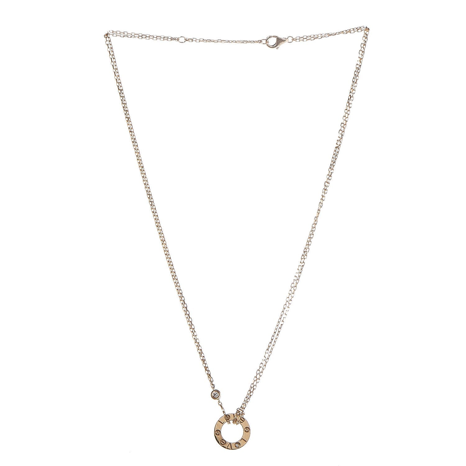 Cartier 18K Yellow Gold 2 Diamond LOVE Necklace 3 of 8
