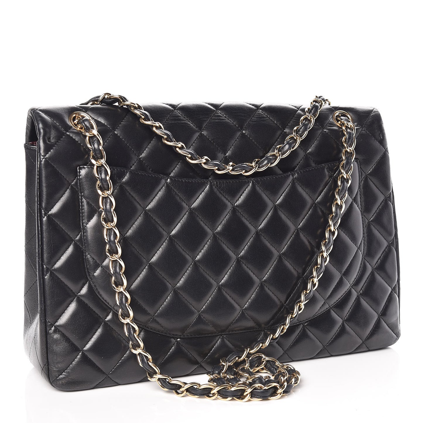 Lambskin Quilted Maxi Single Flap Black