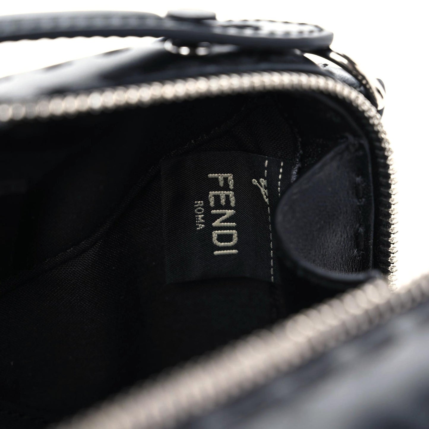 Recycled Fabric Jacquard Vitello Astro FF 1974 Mini Suitcase Bag Asfalto Black