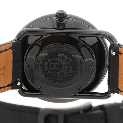 Hermes PVD Stainless Steel Alligator Black Diamond 36mm Arceau Ronde Des Heures Quartz Watch Noir 4 of 5