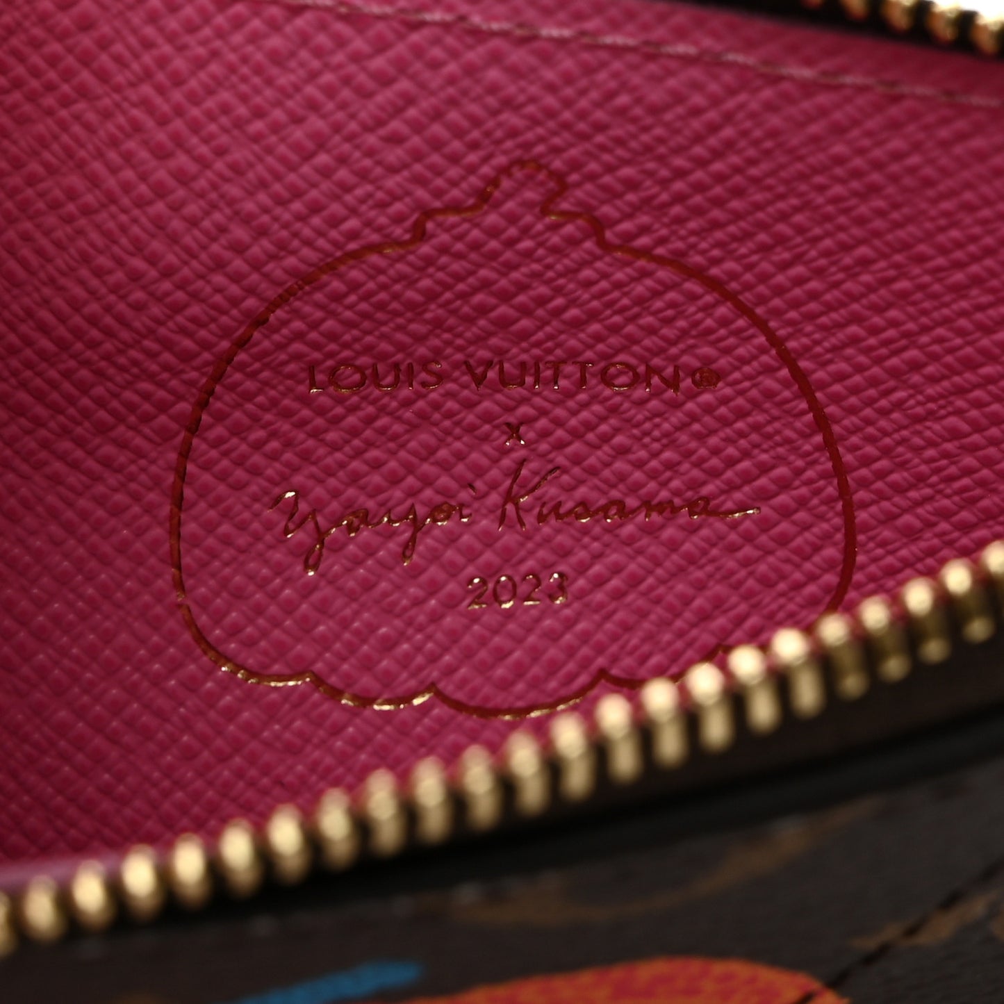 LV X YK Monogram Kusama Pumpkin Zipped Romy Card Holder