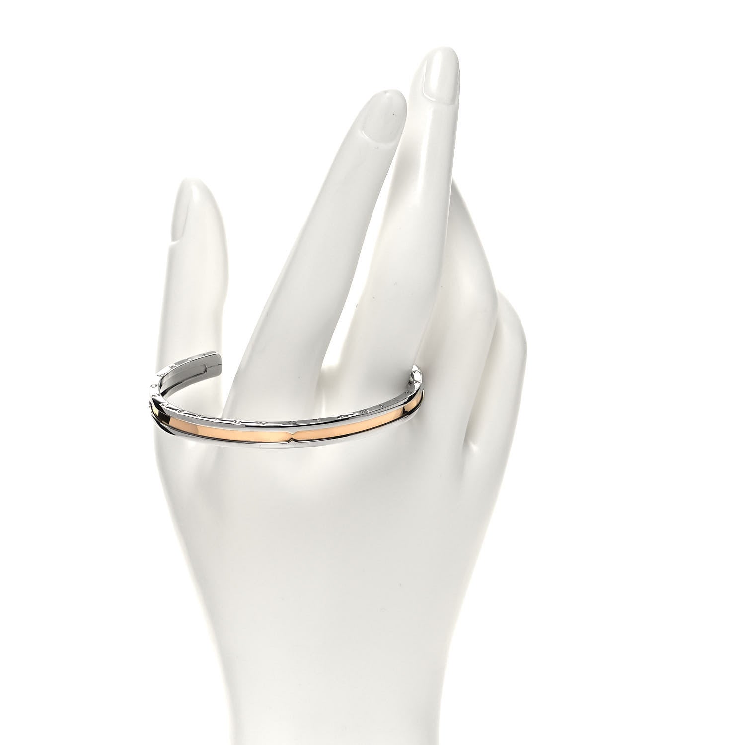 Bulgari 18K Rose Gold Stainless Steel B.Zero1 Cuff Bracelet SM 2 of 4