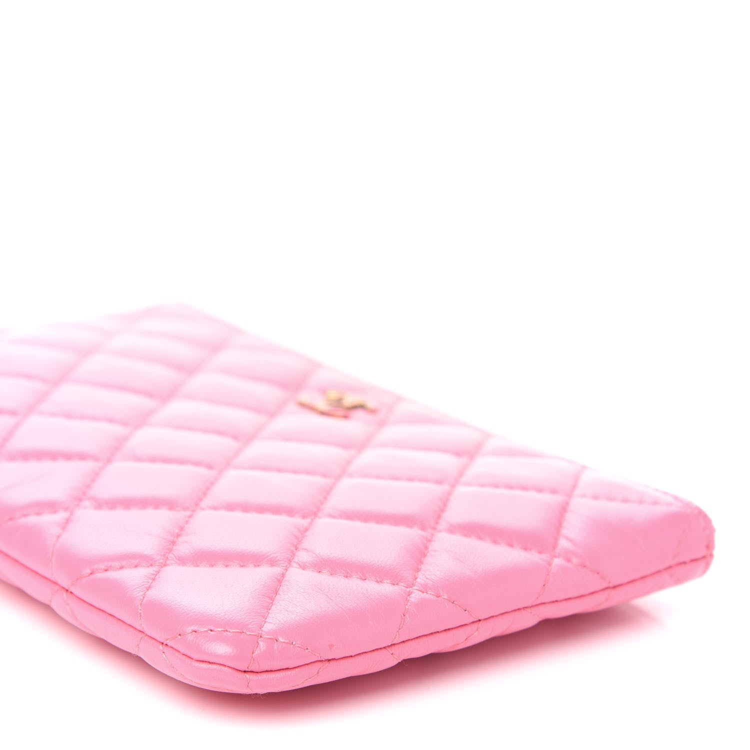 Chanel Lambskin Quilted Zipped Pouch Pink Yellow 9 of 10