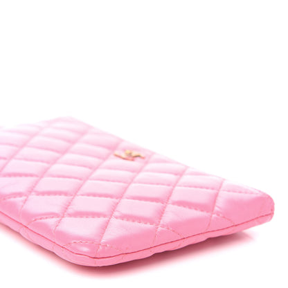 Chanel Lambskin Quilted Zipped Pouch Pink Yellow 9 of 10