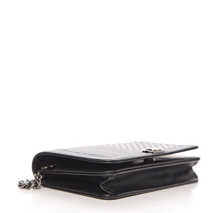 Chanel Caviar Chevron Quilted Boy Wallet On Chain WOC Black 3 of 11