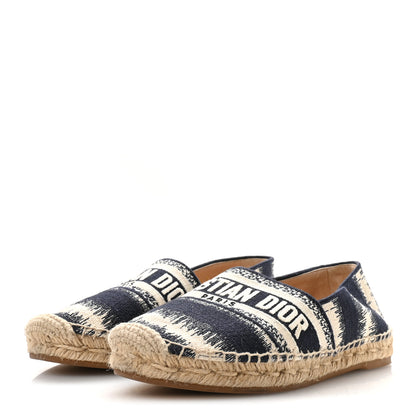 Christian Dior Cotton D-Stripes Embroidered Granville 15mm Espadrilles 36.5 Deep Blue 4 of 8
