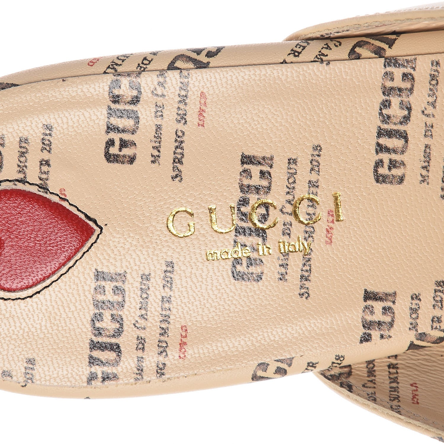 Gucci Calfskin Stamp Print Womens Princetown Slippers 40 Soy Black 5 of 8