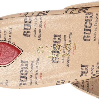 Gucci Calfskin Stamp Print Womens Princetown Slippers 40 Soy Black 5 of 8