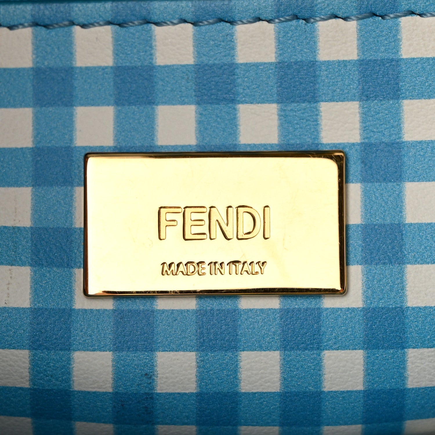 Fendi Nappa Vitello Gingham Embossed Mini Peekaboo Iconic Satchel