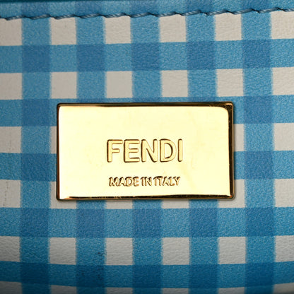 Fendi Nappa Vitello Gingham Embossed Mini Peekaboo Iconic Satchel White Ice Light Blue 7 of 14
