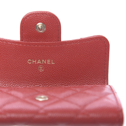 Chanel Caviar Quilted Flap Card Holder Wallet Red 6 of 9