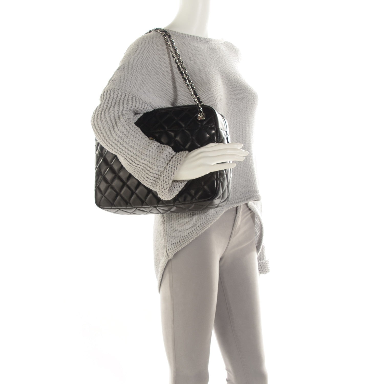 Chanel Lambskin Quilted Large Camera Case Black 2 of 8