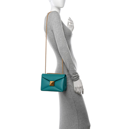 Valentino Garavani Nappa One Stud Chain Clutch Ultra Marine Green 3 of 10