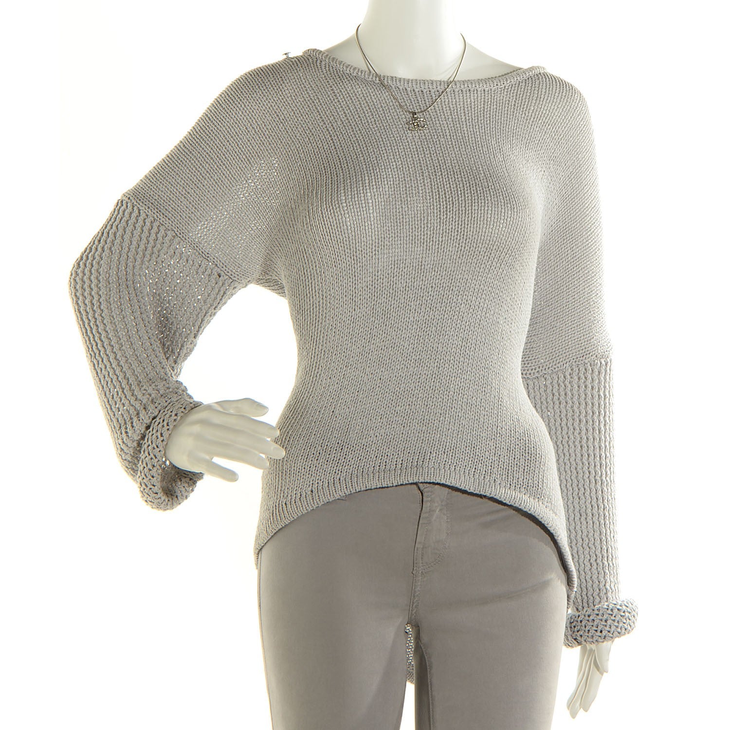 Chanel Crystal CC Necklace Silver 7 of 10