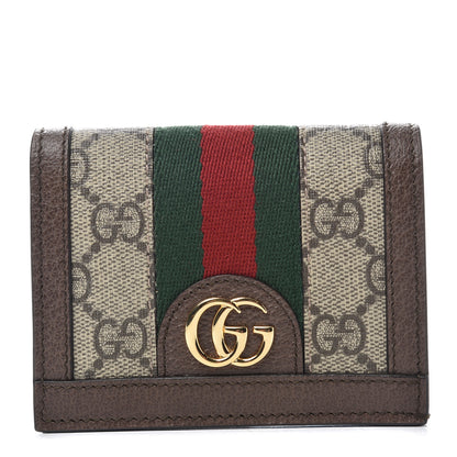 Gucci GG Supreme Monogram Web Ophidia Card Case Beige New Acero 1 of 6