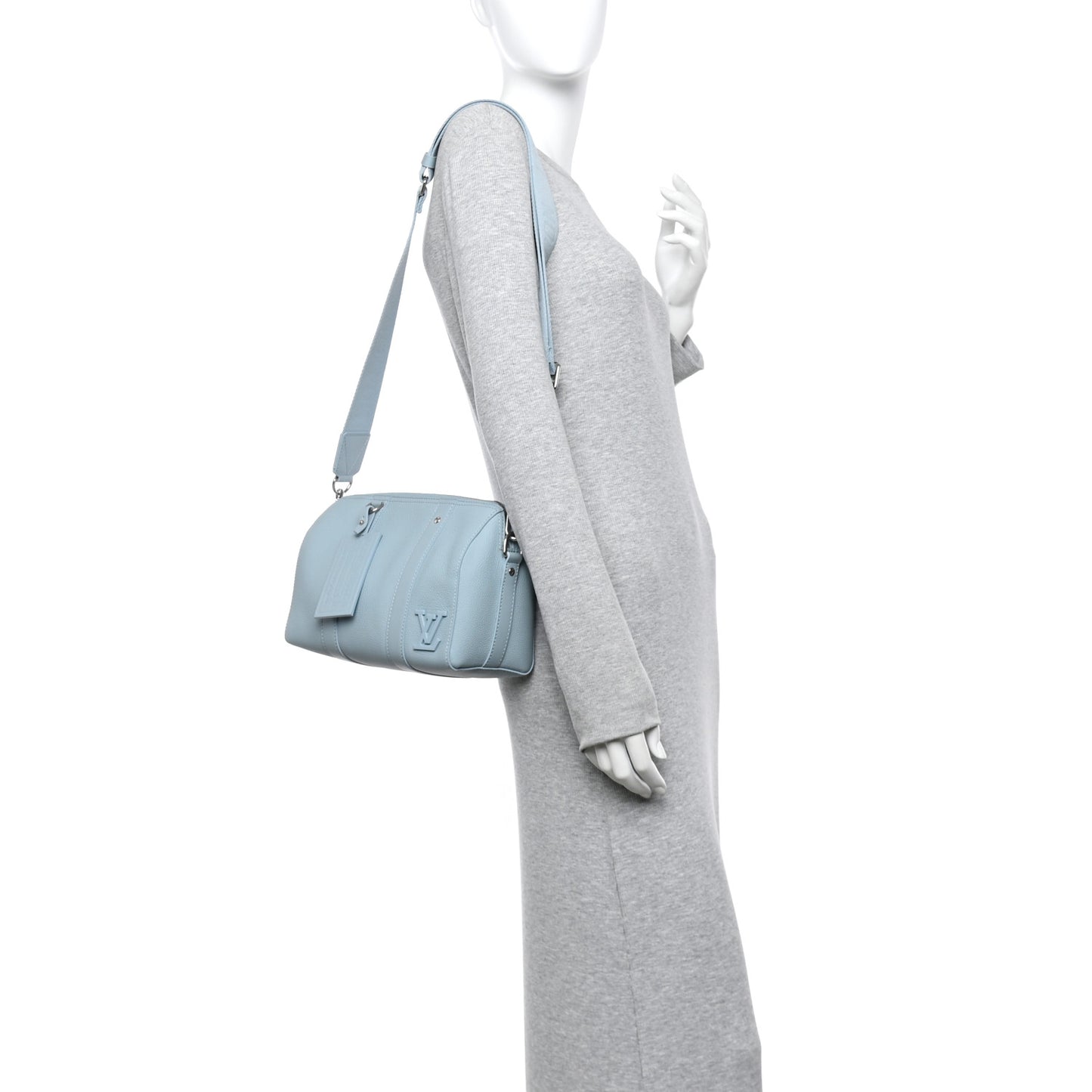 Grained Calfskin Aerogram City Keepall Cloud Blue