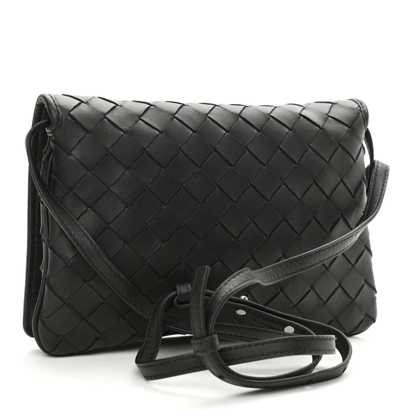 Nappa Intrecciato Crossbody Messenger Flap Black
