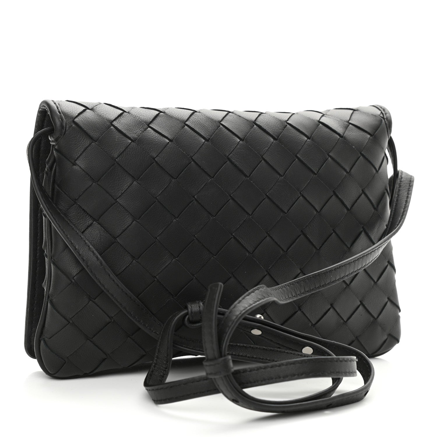 Bottega Veneta Nappa Intrecciato Crossbody Messenger Flap Black 3 of 10