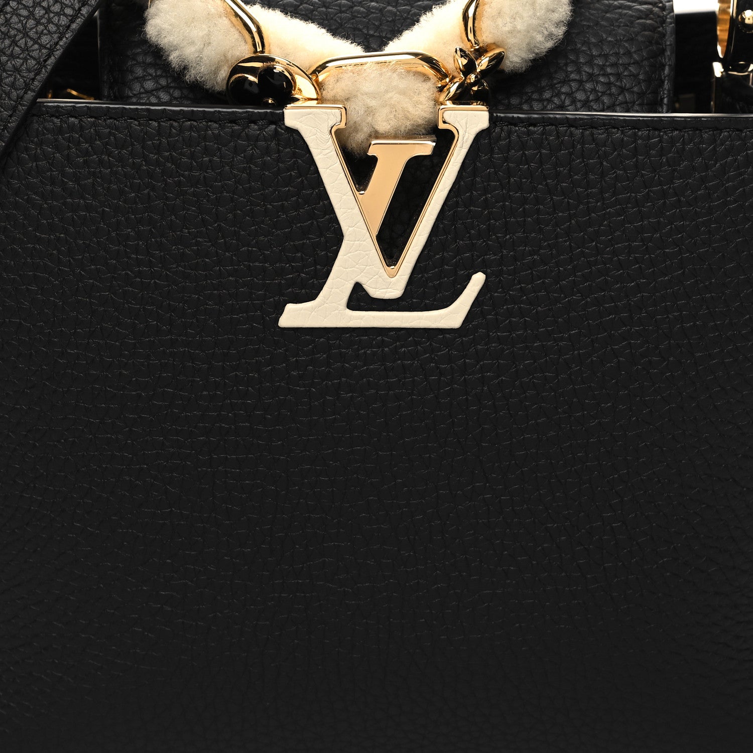 Louis Vuitton Taurillon Shearling Enamel Blossoms Capucines BB Black 8 of 10