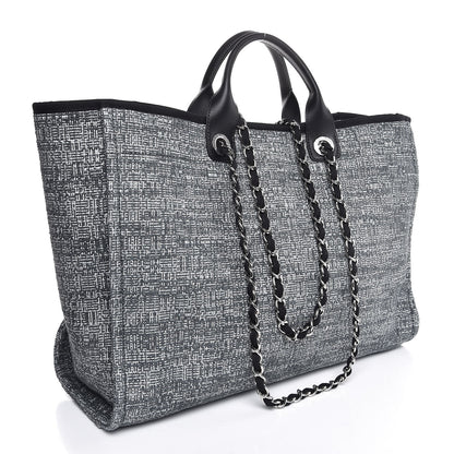 Chanel Canvas Large Deauville Tote Charcoal 3 of 8