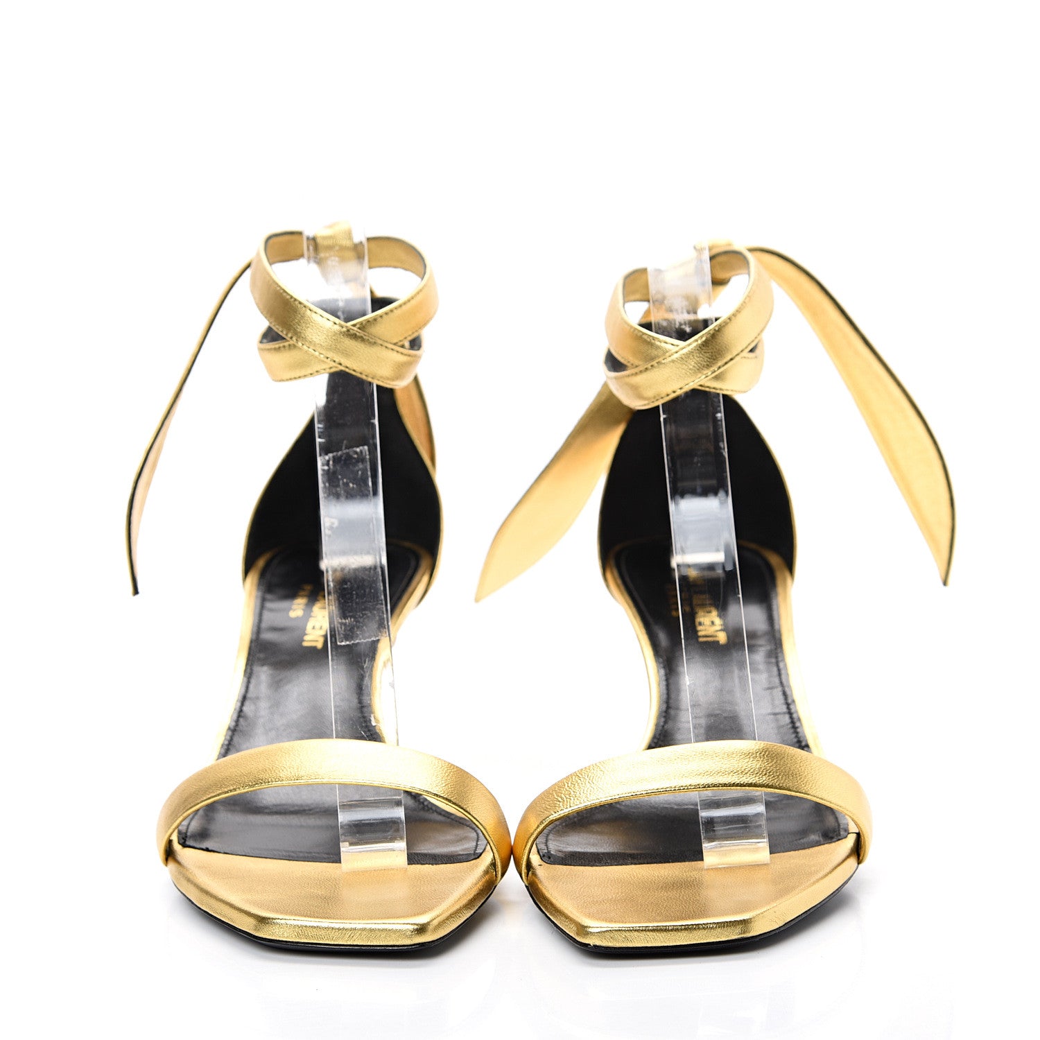 Saint Laurent Metallic Calfskin Metallic Charlotte 55 Sandals 38 Gold 2 of 12